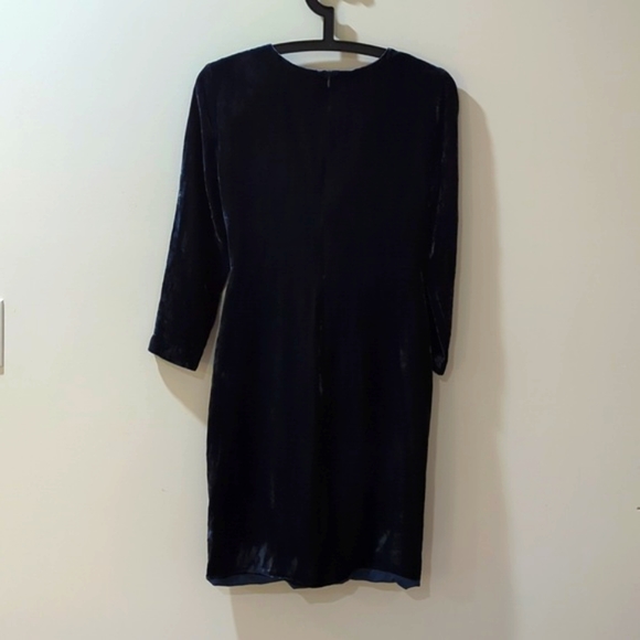 THEORY Blue Velvet Silk Blend Surplice Dress - Picture 5 of 5